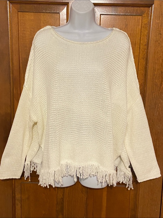 Laurie Felt Sweaters - Laurie Felt Baja Sweater with Fringe Hem Detail Size XS/S